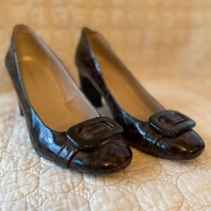 Franco Sarto - Brown and Black Paten Leather Heels - Size 9 - 3 1/2" Heel